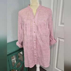 ​J. Jill Love Linen Light Pink Roll Tab Tunic M